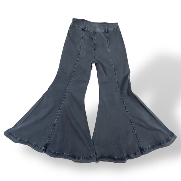 Free People Just Float On Flare Jeans Size 28 Black Denim Festival Western Boho - Picture 1 of 11